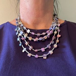 Purple, lilac, silver necklace